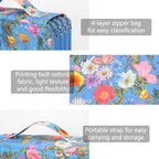Vomgomfom Colored Pencil Case - 200 Slots Pencil Holder with Zipper Closure Twill Fabric Large Capacity Pencil Case for Watercolor Pens or Markers, Pencil Case Organizer for Artist (Blue Flower)