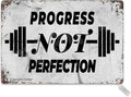 Tarika Progress Not Perfection 20X30 cm Iron Retro Look Decoration Poster Sign for Home Gym Inspirational Quotes Wall Decor
