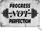 Tarika Progress Not Perfection 20X30 cm Iron Retro Look Decoration Poster Sign for Home Gym Inspirational Quotes Wall Decor