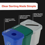 Sturdy Essentials City Box 7 Gallon Double Bin Trash Can Recycle Bin with Lid for Residential, Business, and Commercial Recycling - NYC Compliant (Double Kit Paper Waste)