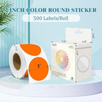 2 Inch Round Color Coding Labels (500 Count) - Orange Dot Stickers Circle Labels with Dispenser Box for Warehouse, Filing, Industrial, Office Organization