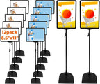 BBTEQEKN 12 Pcs Adjustable Poster Stand Holder, 8.5 x 11 Inch Vertical and Horizontal Sign Poster Stands, Floor Standing Display Sign Holder for Advertisement Menu Display, Black