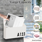 Dalmbox Wall-Mount Mailbox Large Mailbox for Post Rust-Proof Galvanized Steel Box for Outside or Townhouse Horizontal Style, White, 15.7” x 4.3” x 9.4”
