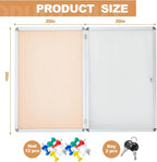 Geetery 26 x 20 Inch Enclosed Fabric Bulletin Board Tamperproof Lockable Noticeboard Fabric&Aluminium Frame Display Cases Wall-Mounted Display Case for School, Office - Secure,Durable Design(Beige)