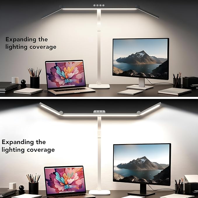 Galnolt LED Desk Lamp for Home Office with Base, 28.2" Adjustable Gooseneck Swing Arm Bright Desk Light, Dimmable Architect Table Lamp for Desktop Computer Light, Reading, Study, Workbench（White）