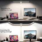 Galnolt LED Desk Lamp for Home Office with Base, 28.2" Adjustable Gooseneck Swing Arm Bright Desk Light, Dimmable Architect Table Lamp for Desktop Computer Light, Reading, Study, Workbench（White）