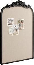 Kate and Laurel Arendahl Vintage Decorative Arched Pinboard; 19 x 31; Black; Framed Arch Ornate Bulletin Board for Unique Display; Organization; and Decor Options