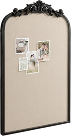 Kate and Laurel Arendahl Vintage Decorative Arched Pinboard; 19 x 31; Black; Framed Arch Ornate Bulletin Board for Unique Display; Organization; and Decor Options