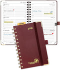 POPRUN 2026 Pocket Planner with Hourly Time Slots for Purse, (Small Size-4'' x 6.25'') - Daily Weekly and Monthly Calendar Agenda 2026 Appointment Book with Inner Pocket, 100 GSM - Burgundy