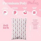 6x9 Designer Poly Mailer 100 Pack Heavy Duty Waterproof Self Seal Shipping Bags for Small Business Large Mailing Envelopes Bulk Tear Resistant Packaging Pink Nutcracker Christmas Holiday