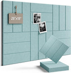 Fluxynara Felt Bulletin Board Tiles -28"x18" with 40 Adhesive Tabs, Cork Board Alternative for Office Decor, Push Pin Board Wall Organizer 6-Pack (Seafoam Blue)