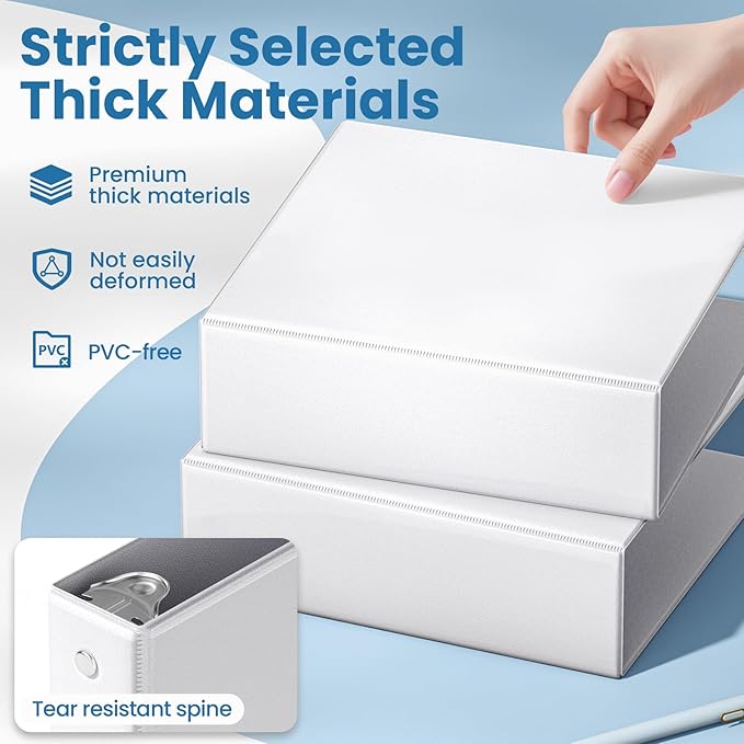 SUNEE 3 Ring Binder 3 Inch 1 Pack, Clear View Binder Three Ring PVC-Free (Fit 8.5x11 Inches) for School or Office Supplies, White