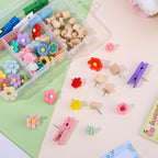 78 Pieces Push Pins Set Cute Thumb Tacks Decorative Flower Push Pins for Wall Cork Board Bulletin Boards with Storage Box