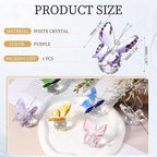 PATIKIL Butterfly Crystal Paperweight, 75mm / 3 Inch Crystal Paperweight Paper Weight for Home Office Desktop Table Decor Wedding Party Jewelry Ornaments, Purple