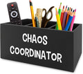 XPH Chaos Coordinator Black Pen Pencil Holder Organizer for Desk, Thank You Gifts for Women Men Coworkers Boss Leader Manager, Appreciation Gifts Wooden Box Sign for Office Tabletop Decorations