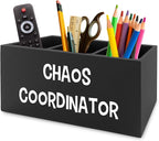 XPH Chaos Coordinator Black Pen Pencil Holder Organizer for Desk, Thank You Gifts for Women Men Coworkers Boss Leader Manager, Appreciation Gifts Wooden Box Sign for Office Tabletop Decorations
