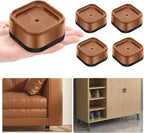 shouwuhho 4 Pack Furniture Risers Adjustable Bed Risers Heavy Duty Lifts Height 1", Square Stackable Bed Risers 1, 2 or 3 Inch for Desk Leg Table Couch Sofa Chair Bed Frame Legs Dorm, Brown