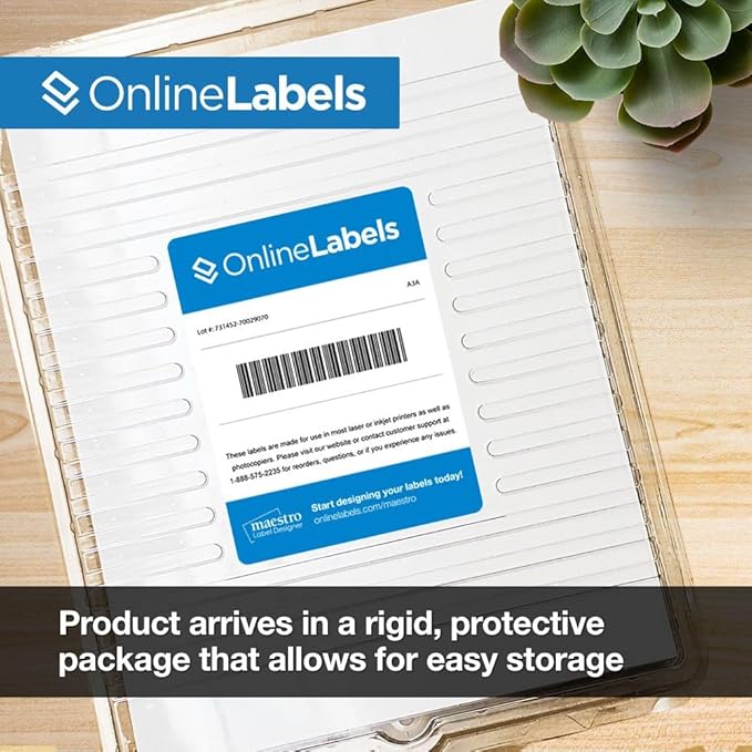 3.434 x 0.667 File Folder Labels - Pack of 15,000 Labels, 500 Sheets - Inkjet/Laser Printer - Online Labels