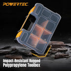 POWERTEC Small Parts Organizer & Tool Box – 10 Compartments, Stackable Storage with Removable Dividers, Clear Lid, Portable Design, 3-Pack (72117-P3)