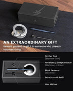 novium Hoverpen Interstellar - Futuristic Luxury Pen Made With Aerospace Alloys, Unique Aesthetic, Free Spinning Executive Pen, Gifts for Men & Women (Neptune Blue)