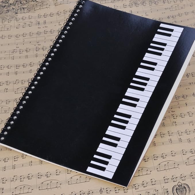 10 Pcs Music Notebook,Music Staff Notebook,50 Sheets/100 Pages Blank Sheet Music Notebook,Music Manuscript Paper,Manuscript Paper Notebook,Spiral NotebookMusic Writing Composition Notebook (10 Pcs Piano Keyboard Black)