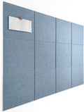 DECORITA Blue Felt Bulletin Board 47"x35" | Felt Wall Tiles (12-Pack) | Large Cork Pin Board Alternative for Office, Home & Classroom | Blue Classroom Decor Office Supplies | Gray Blue