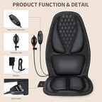 comrelax Back Massager with Heat, Massage Seat Cushion with 3D Lumbar Support, 8 Vibrating Motors Massager Chair Pad for Full Body Pain Relief, Ideal Gift for Christmas/Lover/Parents/Friends