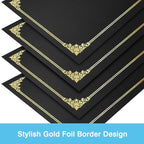 SUNEE Certificate Holders(Black, 30 Packs), Diploma Covers Gold Foil Border, for Letter Size 8.5x11 Certificates, Cardstock, Document Papers