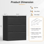 Bestoo 3-Drawer Lateral File Cabinet with Lock, Filing Cabinet for Home Office, Metal File Storage Cabinets, Fits File Folders, Letter/Legal/F4/A4 Sizes, Assembly Required (Black)