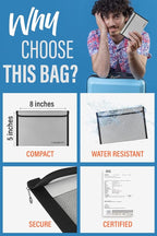 Fireproof Document Bag Envelope Size: 8" x 5" [2000°F UL Certified] Fireproof Cash Bags with Zipper Small Water and Fire Resistant Money Bag for Cash Storage, Fireproof Bags for Cash Fire Proof