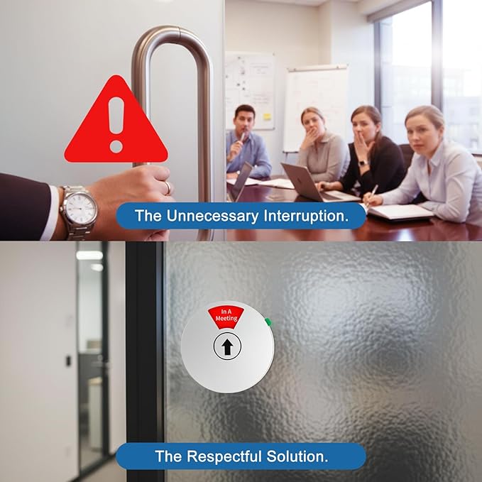 6-Sided Office Door Sign with Magnetic & Adhesive Backing - Rotating Privacy Indicator for Meeting, Do Not Disturb, Remote Work, Please Knock, Out of Office, Back Soon - 6 inch Silver ABS Door Hanger (Silver, 6-Mode)