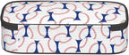 Baseball Blue White Ball Pencil Case Big Capacity Storage Pencil Pouch Stationery Bags With Zipper Portable Pen Holder Box Organizer For Boys Girls Teens Student College School Office Supplies