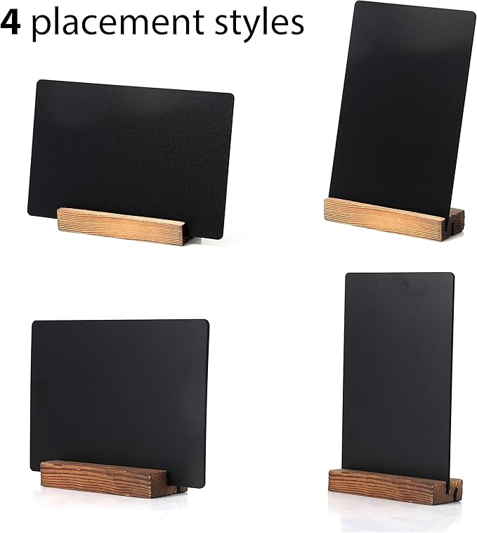NEWNEWSHOW 3Pack 5.1x7.9 in Blackboard Sign Double Sided with Wood Base Message Chalkboard Erasable Message Board Sign with Wood Base for Shop Wedding Kitchen Home Party Decoration