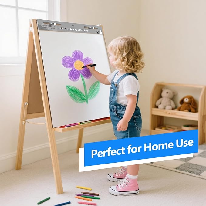 Nortix Flip Chart Paper, Sticky Easel Pads, Chart Paper for Teachers,Super Adhesive & Bleed-Resistant, Large Self-Stick Easel Paper for Classroom/Office, 25 x 30 inch, 30 Sheets/Pad, 6 Pads