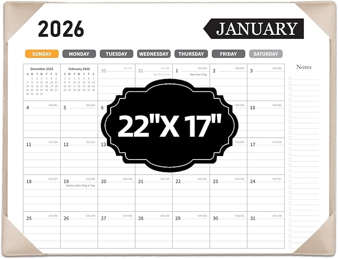Large Desk Calendar 2026, Calendar with Desk Protecting Pad, 2026 Desk Calendar Large 22x17, Runs From January 2026 to June 2027, 18 Months, Big Desktop Calendar for Family Classroom and Office (Apricot)