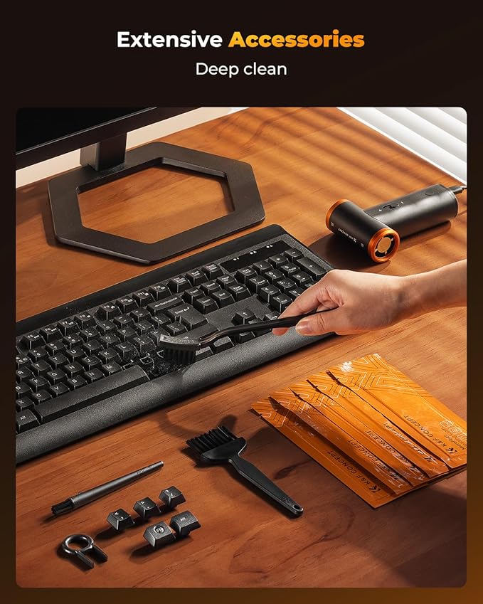 K&F CONCEPT Electric Compressed Air Duster|300000RPM Vacuum Cleaner|3 Gear Adjustable|Super Wind Power| Rechargeable Brushless Motor|for Deep Computer Clean, Keyboard, Car, Home,Outdoor