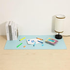 Wolaile Faux Leather Desk Pad Blotter,Waterproof Non-Slip Writing Desk Mat for Kids,36x17 in Desktop Protector Large Mouse Pad,Light Blue Office Home Table Cover
