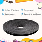 AmazingSpark Magnetic Tape Roll Thin Strips, 0.39 Inch x 66 Feet Magnetic Board Dividers Whiteboard Graphic Decorative Tape Marking Line for Classroom Office Art Accessories(Black)