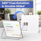 Lumspax Small Desktop White Board with Stand, 10" x 10" Double-Sided Silver Aluminium Frame Whiteboard for Kids, Mini Dry Erase Board for Home, Office, School