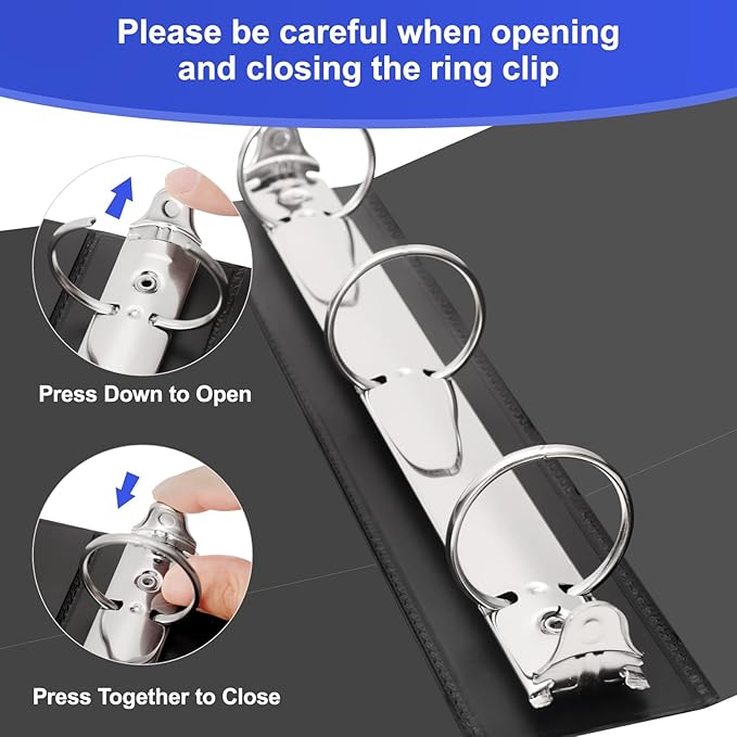 COMIX Sturdy 3 Ring Binder 1 inch with Clear View Cover, 1" Round Ring View Binder, PVC-Free, 200 Sheets Capacity of US Letter Size Paper, Office ＆ School Supplies, 6 Pack (Black)