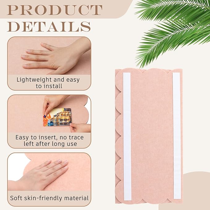 Mooliwe Scalloped Felt Bulletin Board 36 x 24 Inches Foldable Flesh Pink Pin Cork Board Alternative for Wall, 3' x 2' Trifold Picture Vision Self Adhesive Bulletin Decorative