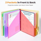 Sooez 16 Count Dividers with Pockets, 8 Tabs Binder Dividers for 3 Ring Binders, Binder Dividers with tabs, Binder Divider with Pockets for US Letter Size, Insertable Big Tabs, Multicolor, Set of 2