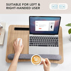 HUANUO Lap Laptop Desk - Portable Lap Desk with Pillow Cushion, Fits up to 17 inch Laptop, with Anti-Slip Strip & Storage Function for Home Office Students Use as Computer Laptop Stand, HNLD28WN