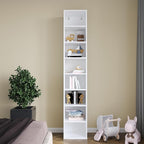 Chyanmoo Wood Cube Storage Organizer White Bookshelf - 1-Tier Freestanding Storage Cabinet with Legs for Home Office, 8-Cubes Open Shelf
