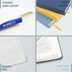 POPRUN Monthly Planner 2026-2027, Large-8'' x 10'', 18-Month Calendar Book (Jan.26 - Jun.27), Calendar Planner with Monthly Tabs, Storage Pocket, Hardcover, 100 GSM Paper - Light Yellow
