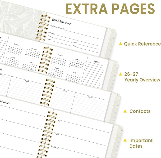 2026 Planner, Annecy Weekly ＆ Monthly Planner 2026, Jan. 2026 – Dec. 2026, 6.4" x 8.5" Monthly Agenda Planner with Tabs, Flexible Linen Cover, Spiral Binding, Double-sided Pocket, Bookmark, Beige