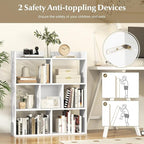 Giantex 7 Cube Bookshelf, Free-Standing Wooden Bookcase, 4 Tier Home Display Shelf, Horizontal Storage Unit w/Anti-Toppling Devices, Open-Back Display Rack for Study, Bedroom, Living Room, White