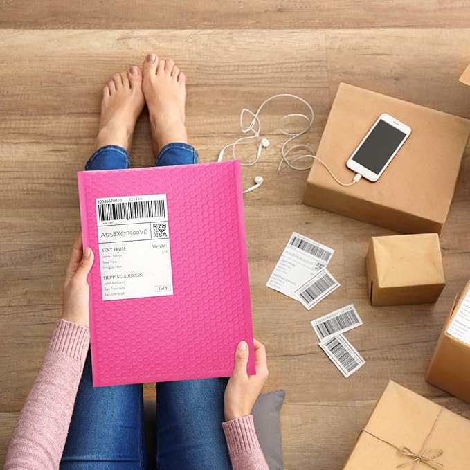 UCGOU Bubble Mailers 9.5x14.5 Inch Hot Pink 25 Pack Poly Padded Envelopes Large #4 Mailing Packages Opaque Packaging Postal Self Seal Adhesive Waterproof Boutique Shipping Bags for Clothes