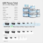 WORPSON 408 PCS Binder Clips Paper Clamps Assorted Sizes and Push Pins, Binding Paperwork Clamp Bulk, School Teachers Office Supplies (Black)