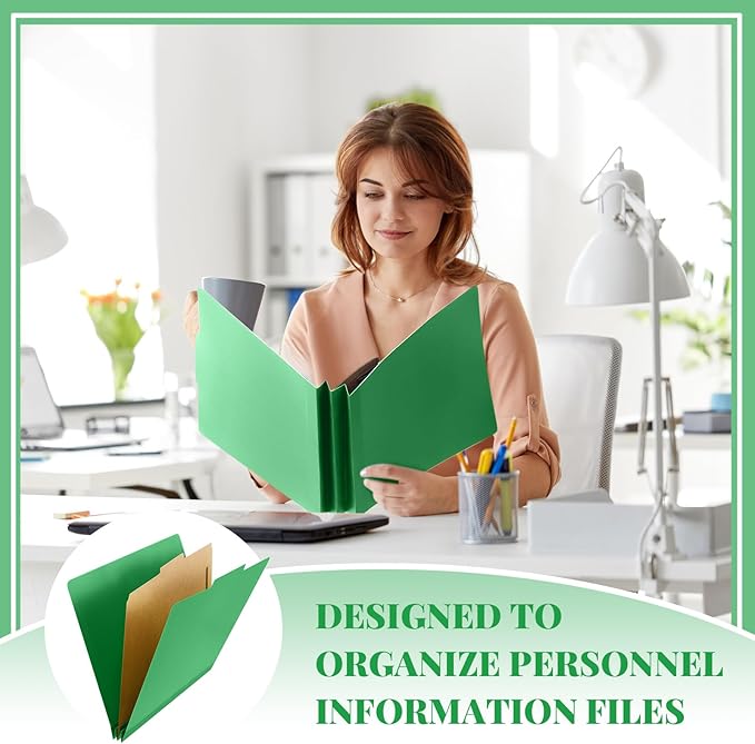 Skyygemm 36 Pcs Classification Folders Letter Size, 1 Divider Pressboard File Folder with Fasteners, Expanding File Organizer Bulk for School Teachers, Office Employee, Coworker, Staff (Green)